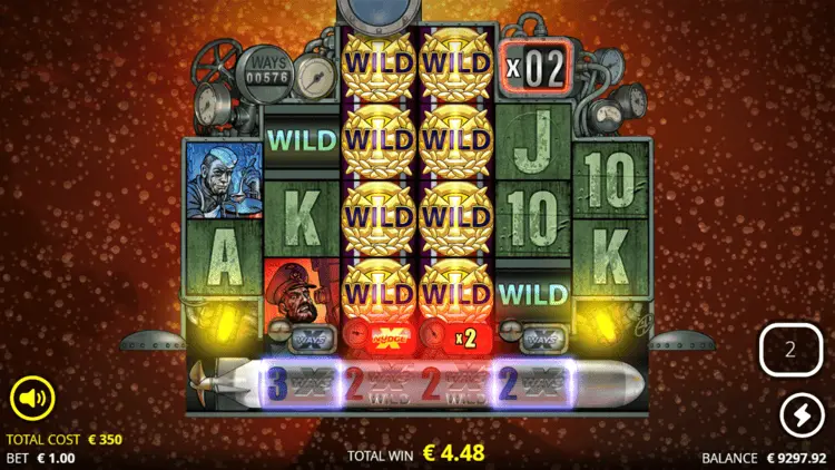 Das xBoot torpedo launch sequence with xWays symbols deploying across reels