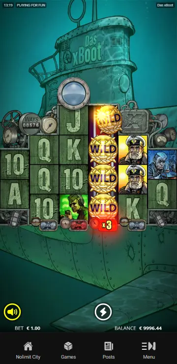 Das xBoot casino xNudge wild fully extended showing multiplier value